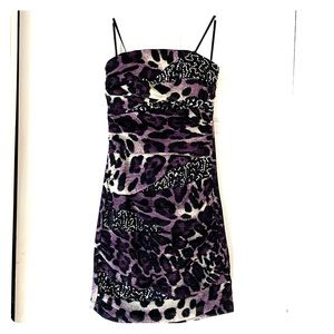 Strapless Plum Leopard Dress